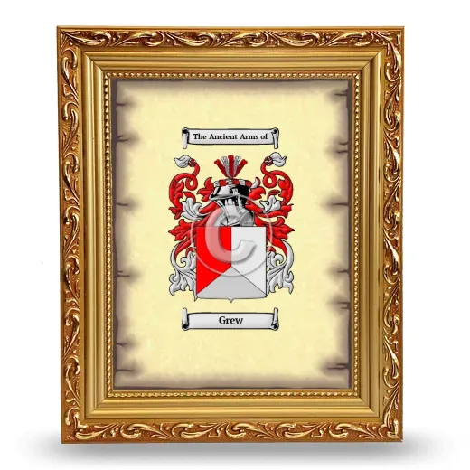 Grew Coat of Arms Framed - Gold