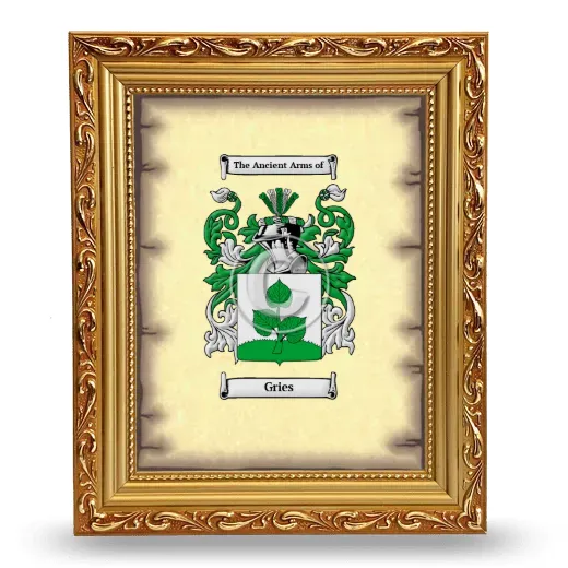 Gries Coat of Arms Framed - Gold
