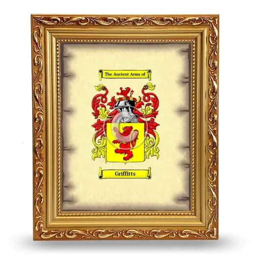 Griffitts Coat of Arms Framed - Gold