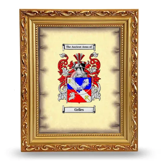 Griles Coat of Arms Framed - Gold