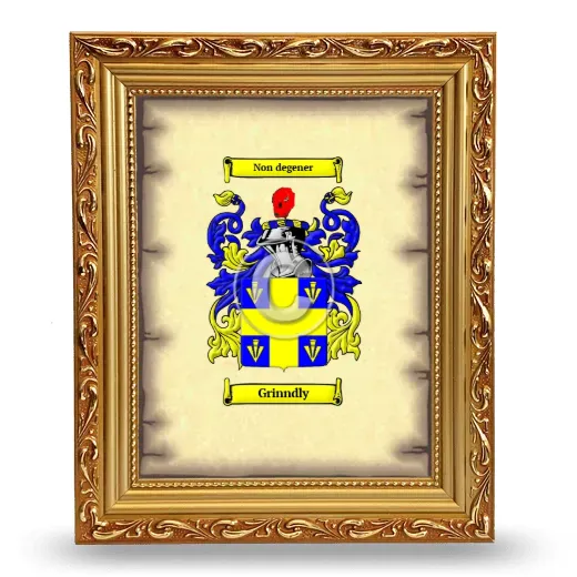 Grinndly Coat of Arms Framed - Gold