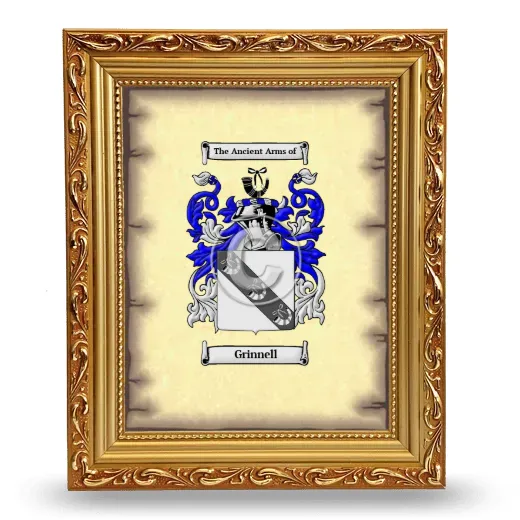 Grinnell Coat of Arms Framed - Gold