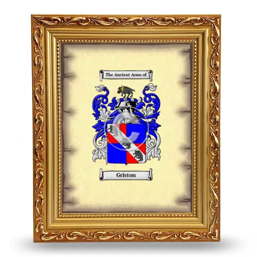 Griston Coat of Arms Framed - Gold