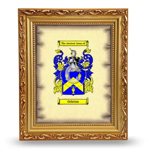 Griston Coat of Arms Framed - Gold
