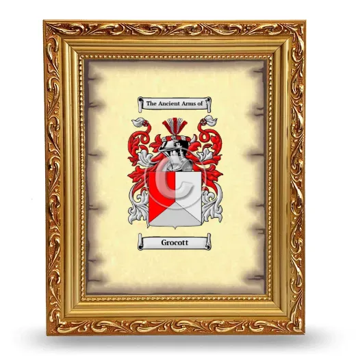Grocott Coat of Arms Framed - Gold