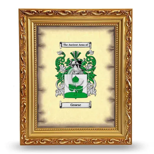 Groese Coat of Arms Framed - Gold