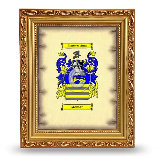 Groman Coat of Arms Framed - Gold