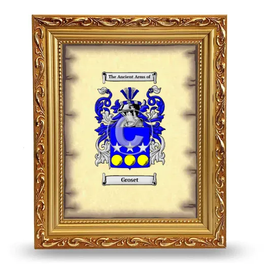 Groset Coat of Arms Framed - Gold