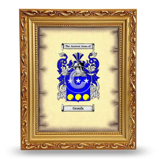 Groulx Coat of Arms Framed - Gold