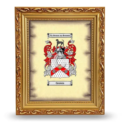 Groves Coat of Arms Framed - Gold