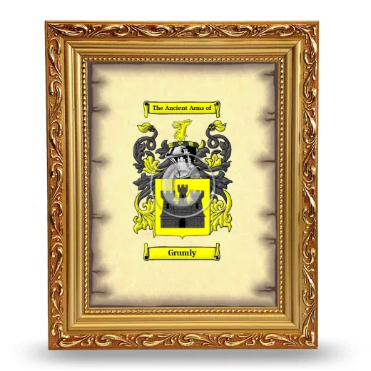 Grumly Coat of Arms Framed - Gold
