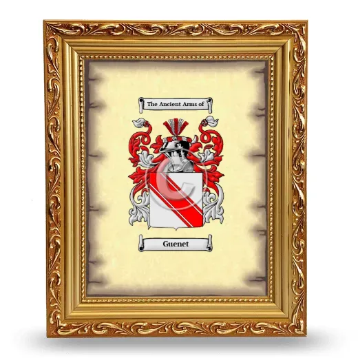 Guenet Coat of Arms Framed - Gold