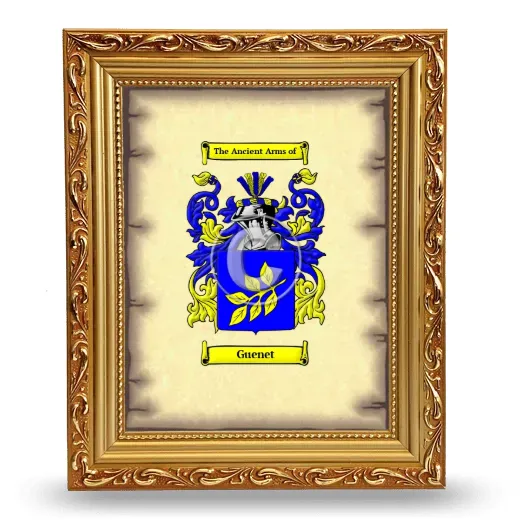 Guenet Coat of Arms Framed - Gold