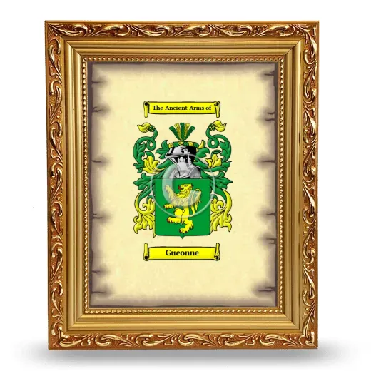 Gueonne Coat of Arms Framed - Gold