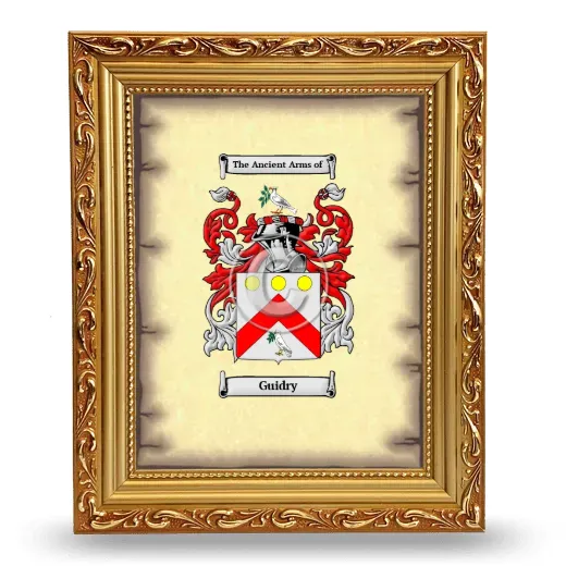 Guidry Coat of Arms Framed - Gold