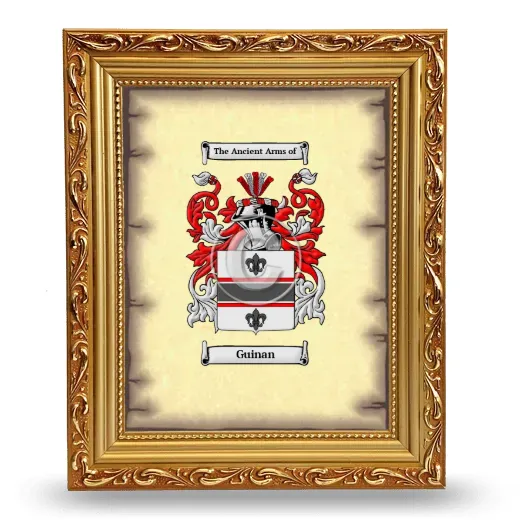 Guinan Coat of Arms Framed - Gold