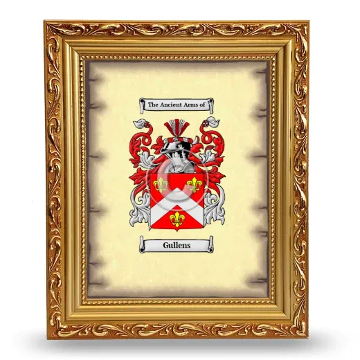 Gullens Coat of Arms Framed - Gold