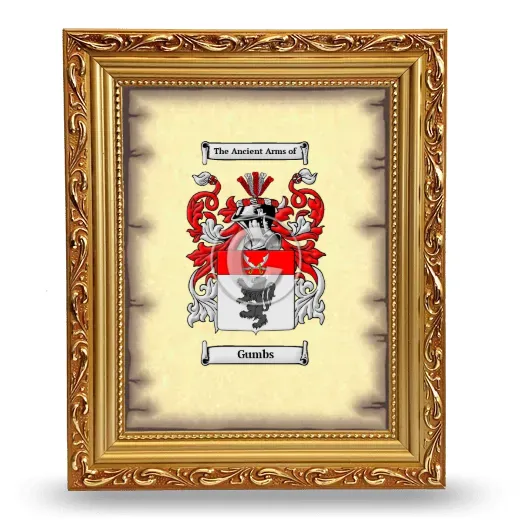 Gumbs Coat of Arms Framed - Gold