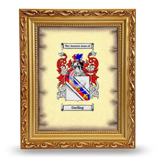 Gurling Coat of Arms Framed - Gold
