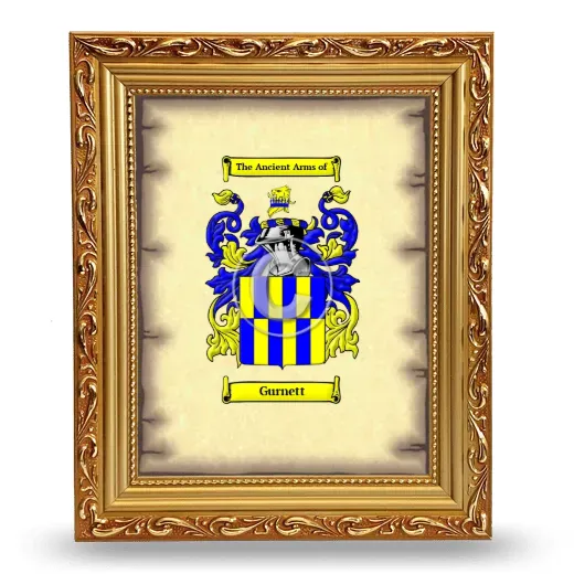 Gurnett Coat of Arms Framed - Gold