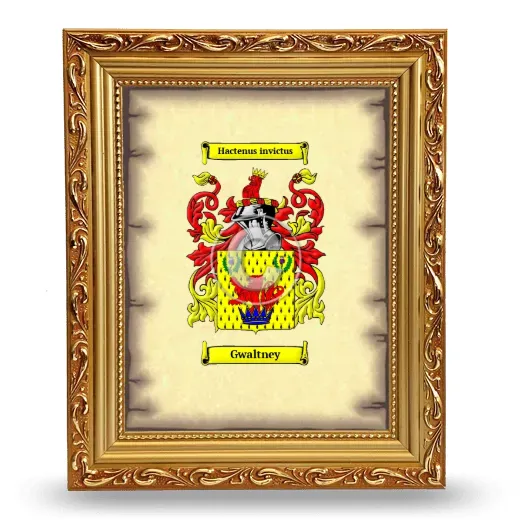 Gwaltney Coat of Arms Framed - Gold