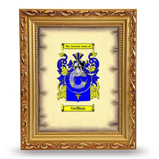 Gwilliam Coat of Arms Framed - Gold