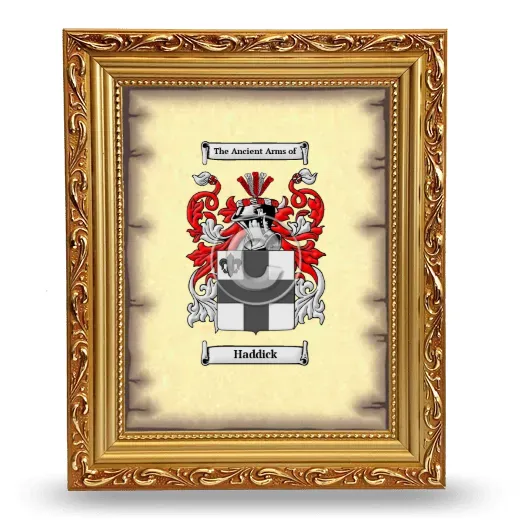 Haddick Coat of Arms Framed - Gold