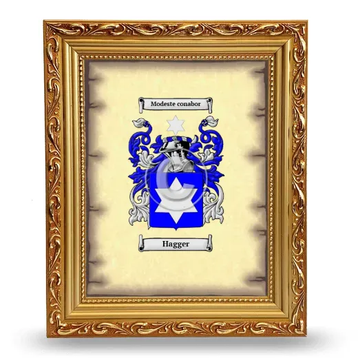 Hagger Coat of Arms Framed - Gold