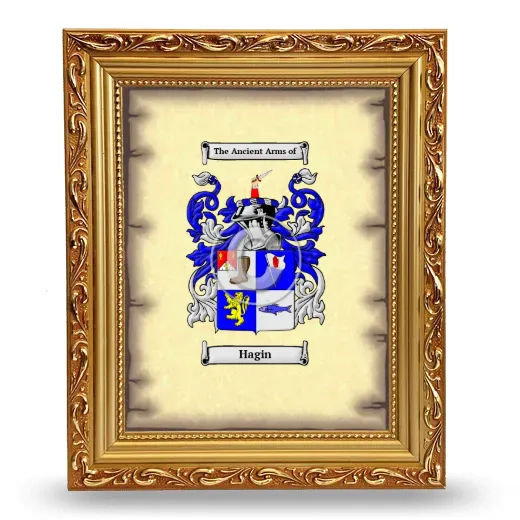 Hagin Coat of Arms Framed - Gold