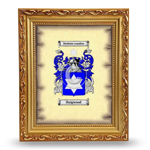 Haigwood Coat of Arms Framed - Gold