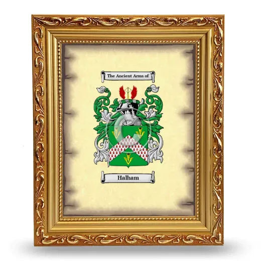 Halham Coat of Arms Framed - Gold