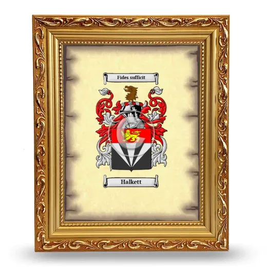 Halkett Coat of Arms Framed - Gold