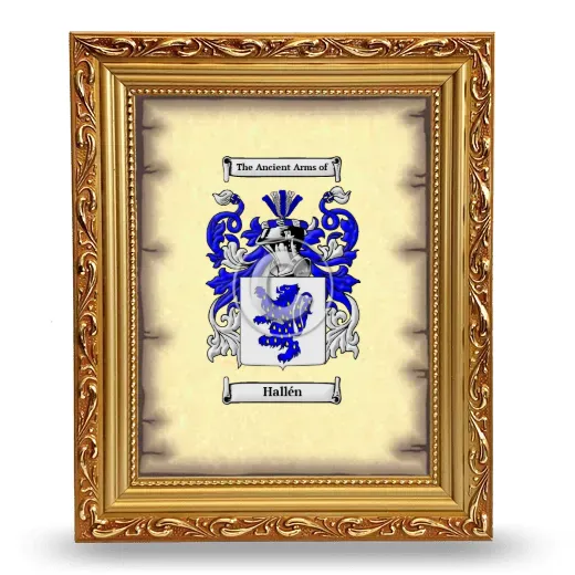 Hallén Coat of Arms Framed - Gold
