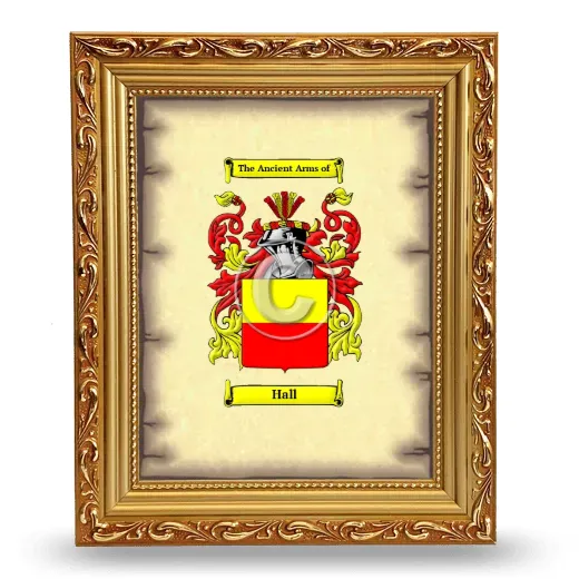 Hall Coat of Arms Framed - Gold