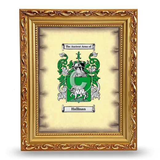 Hallinan Coat of Arms Framed - Gold