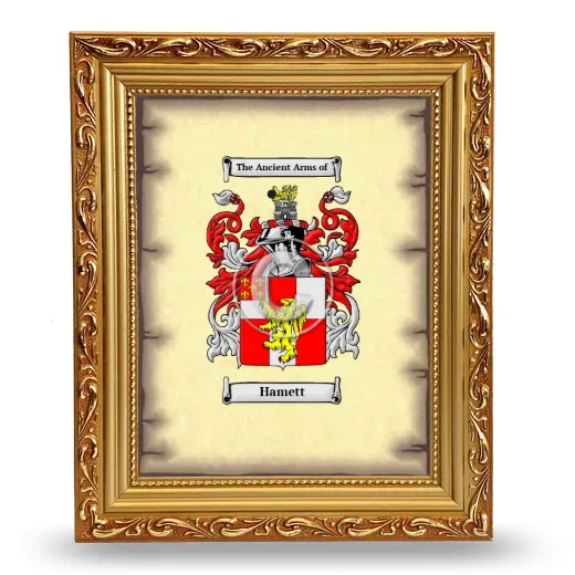 Hamett Coat of Arms Framed - Gold