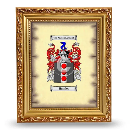 Hamlet Coat of Arms Framed - Gold