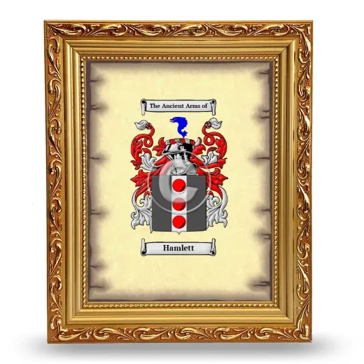Hamlett Coat of Arms Framed - Gold