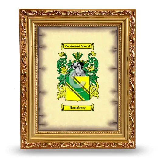 Hanabury Coat of Arms Framed - Gold