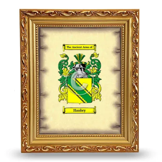 Hanbry Coat of Arms Framed - Gold