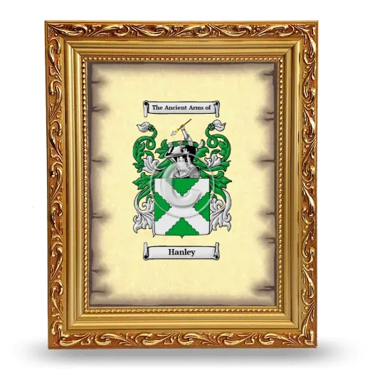 Hanley Coat of Arms Framed - Gold