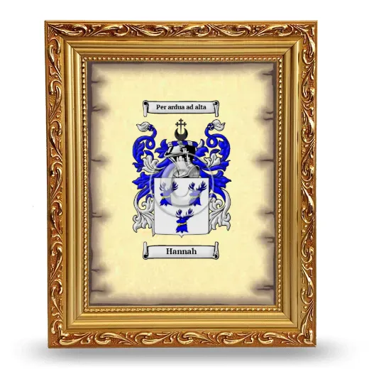 Hannah Coat of Arms Framed - Gold
