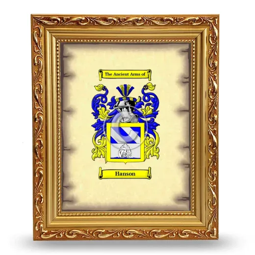 Hanson Coat of Arms Framed - Gold