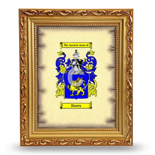 Hanvy Coat of Arms Framed - Gold