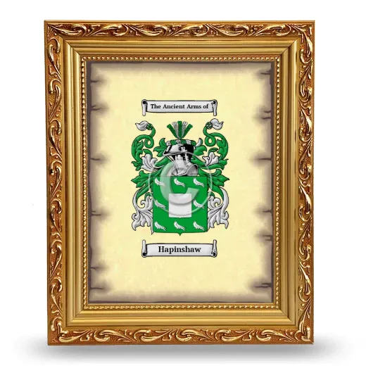 Hapinshaw Coat of Arms Framed - Gold