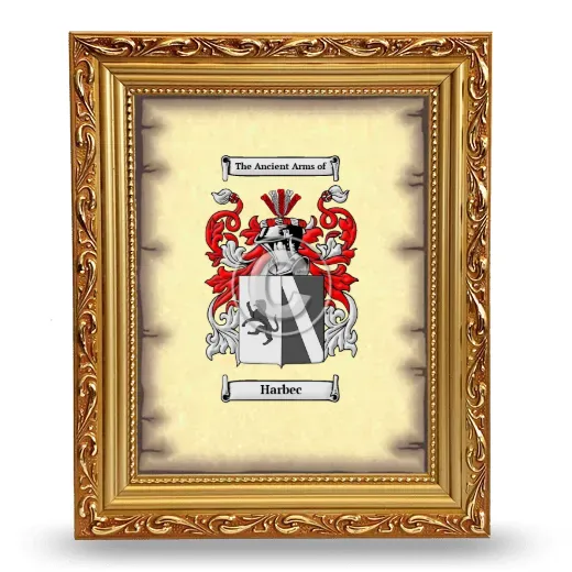 Harbec Coat of Arms Framed - Gold