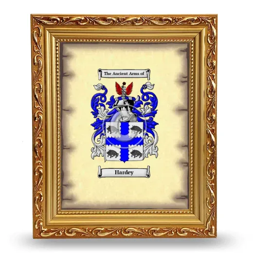 Hardey Coat of Arms Framed - Gold