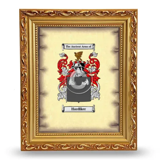 Hardiker Coat of Arms Framed - Gold