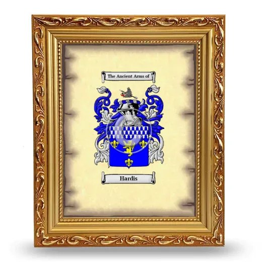 Hardis Coat of Arms Framed - Gold