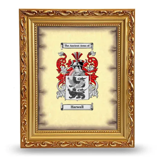 Harwall Coat of Arms Framed - Gold